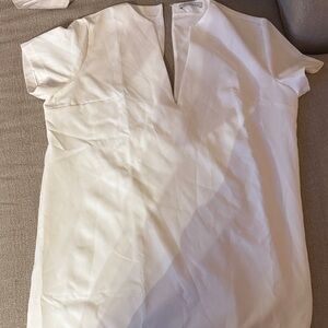 White Split-Neck Short Sleeve Blouse